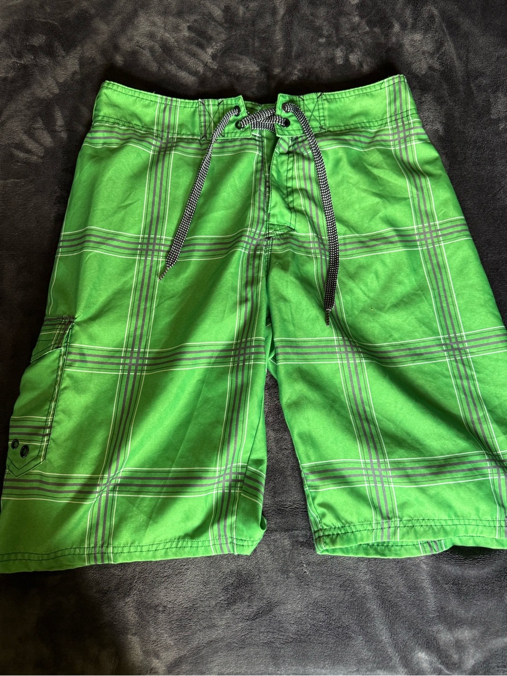 Joe Boxer Lime Green Plaid Swim Board Shorts
